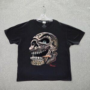 Seashore Men Shirt‎ 2XL Black Canvas Skull Mexican Sugar Skull Calavera Tee
